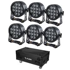 Mini PAR LED autonomes RGBW + UV IP en flight case de 6